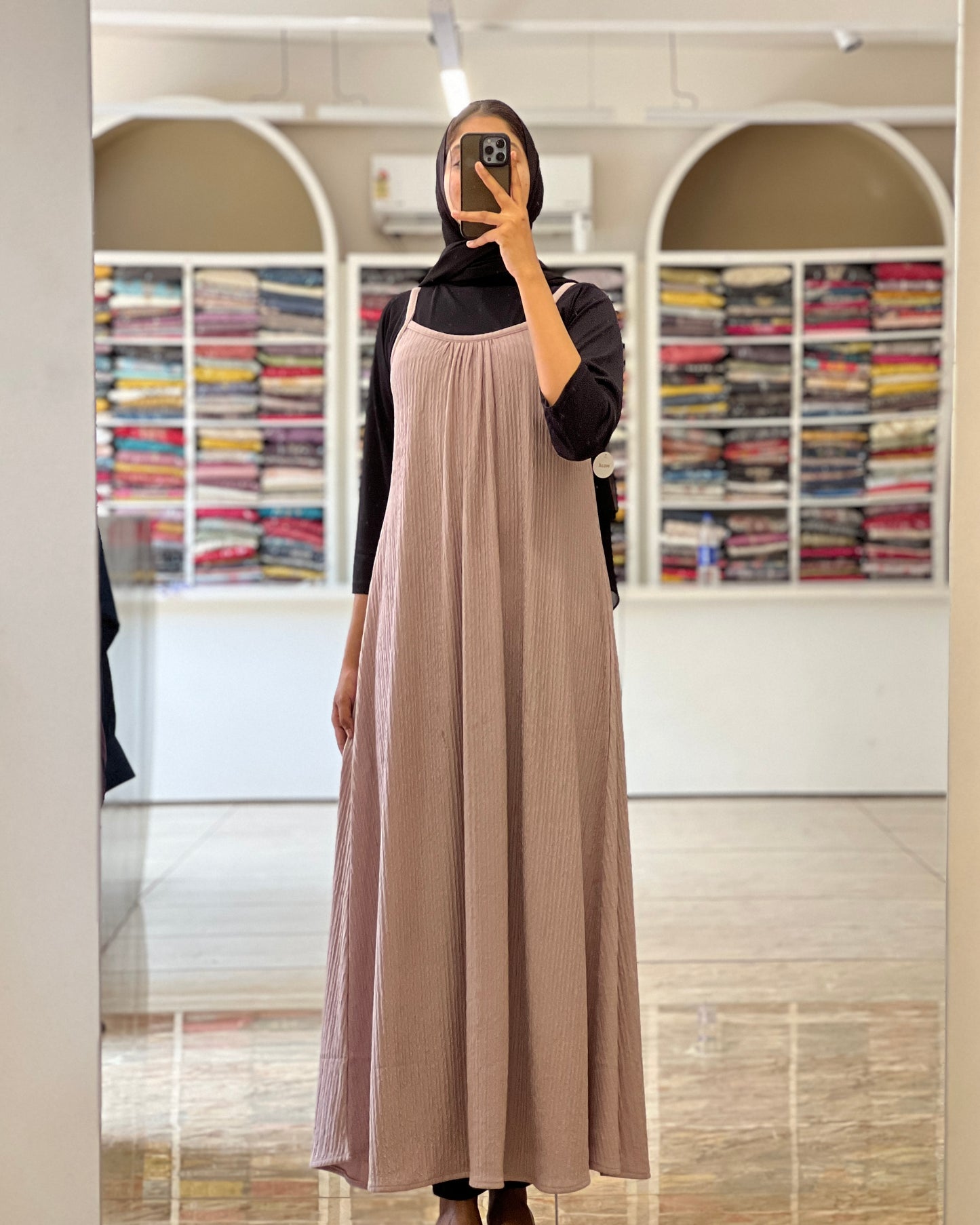Tela by ash women free size pinafore with inner long dress