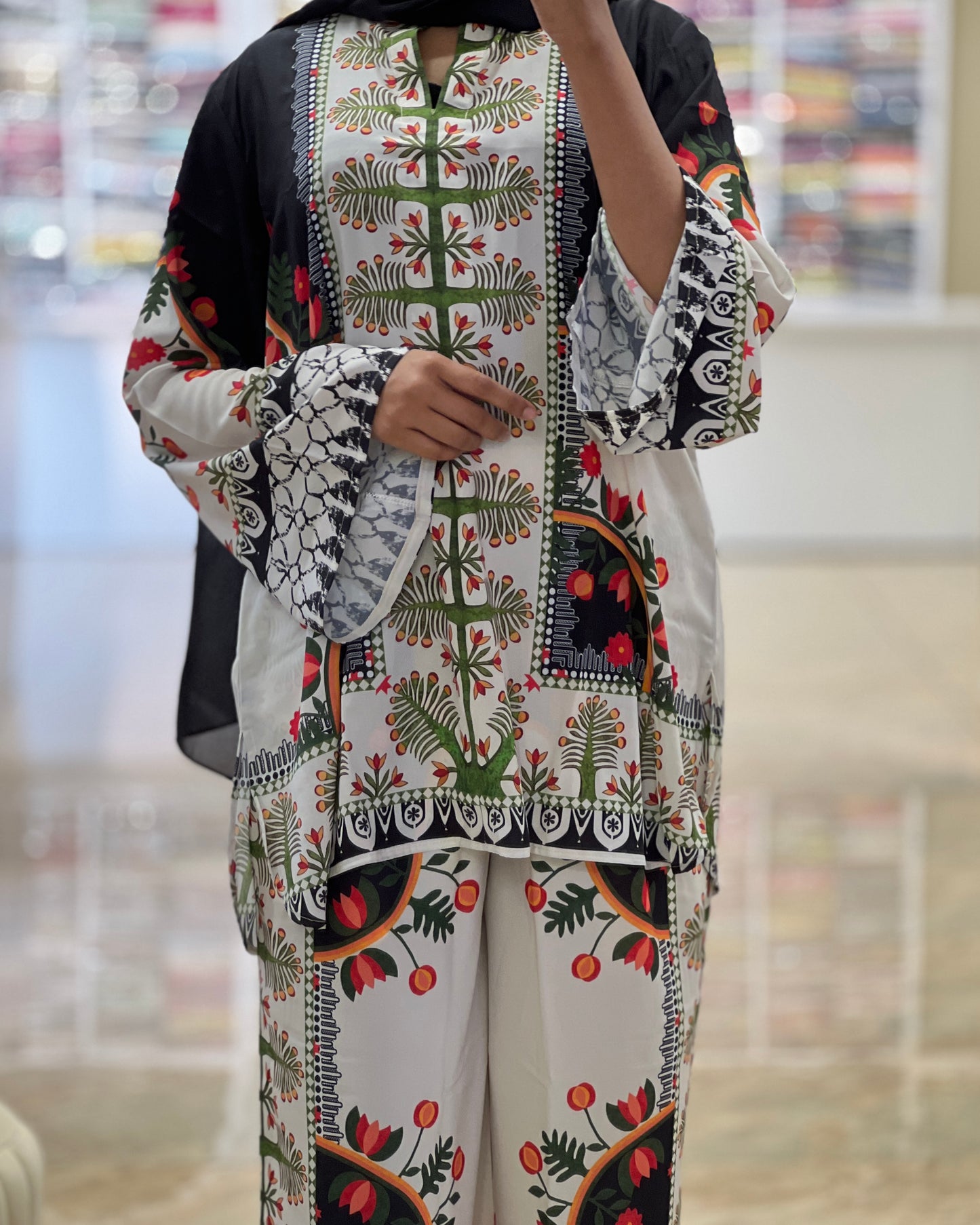 Tela by ash women imported palm print cordset