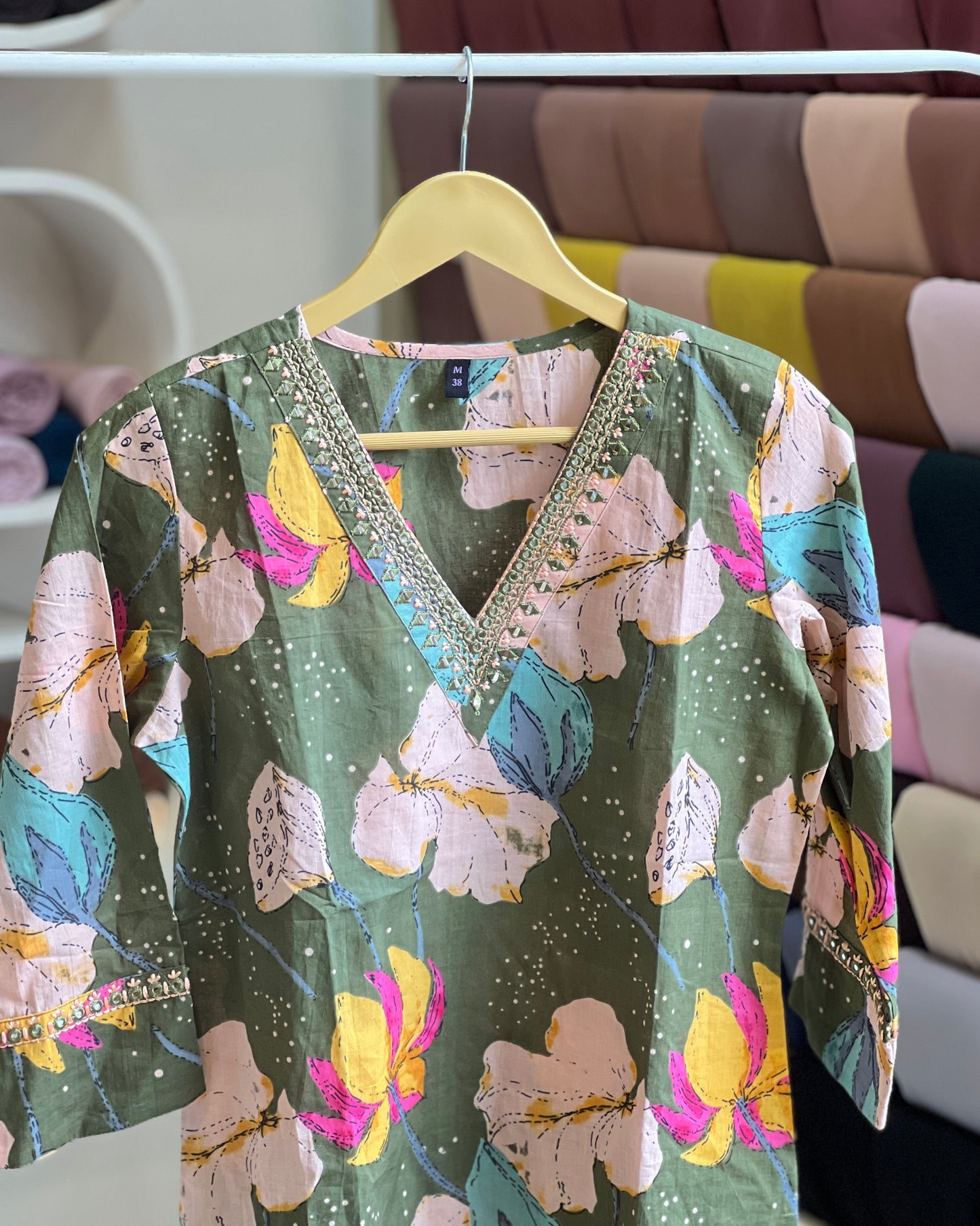 Floral print short kurta