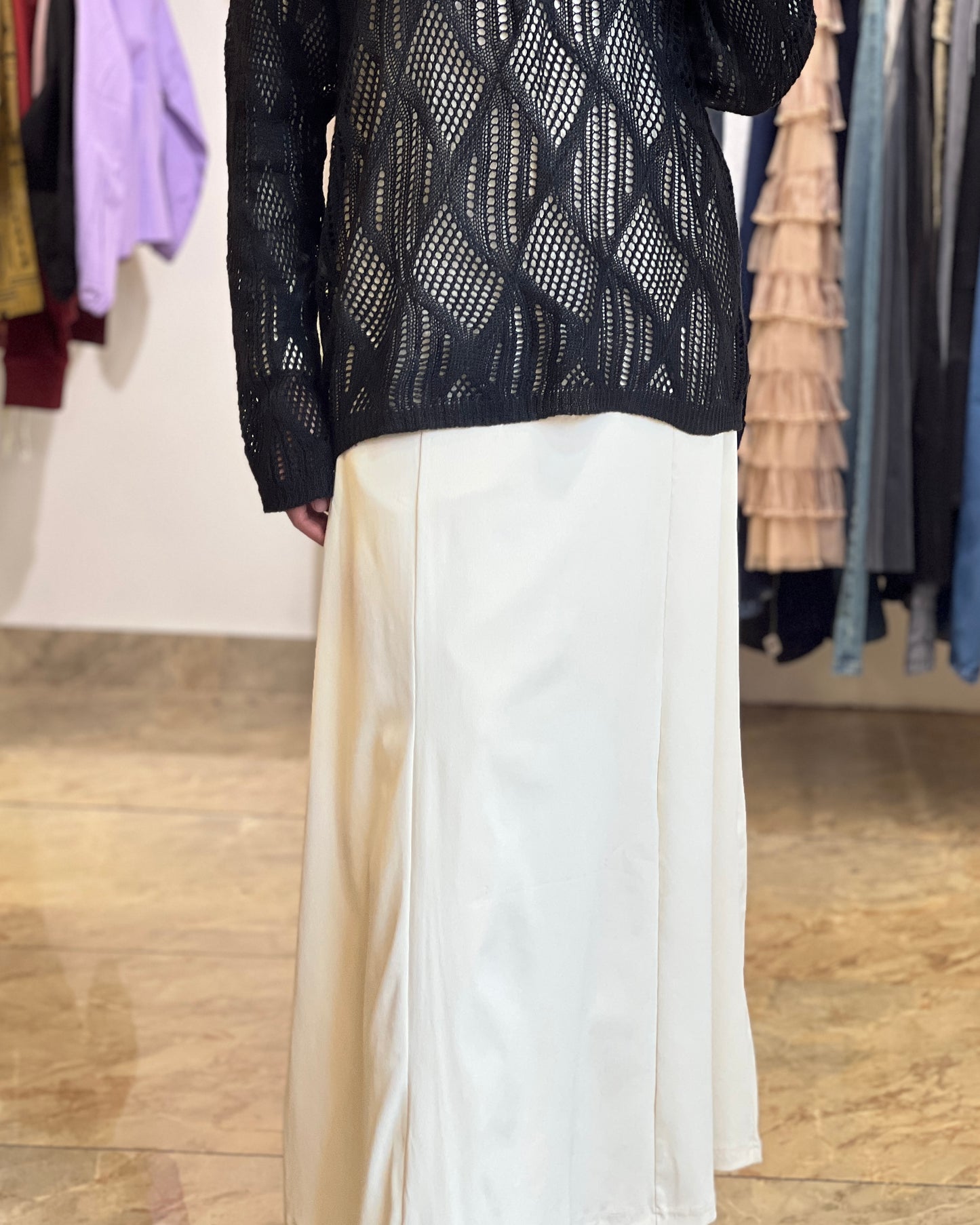 Tela by ash women bodycon long dress with crochet crop top