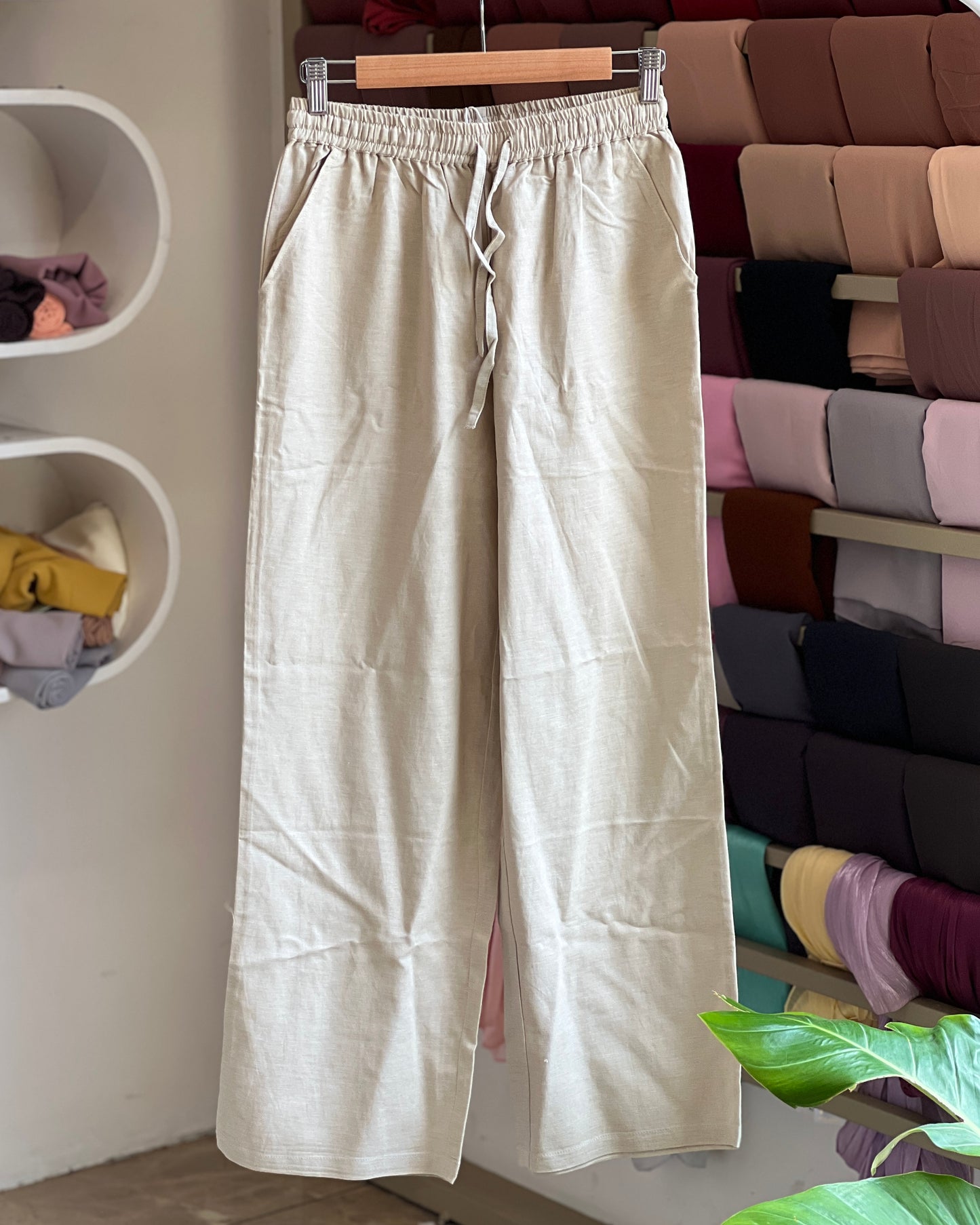Linen straight fit pant