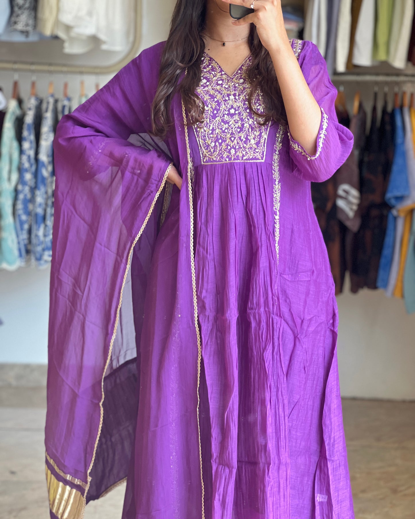 Tela by Ash woman malchanderi premium Anarkali Partywear salwar