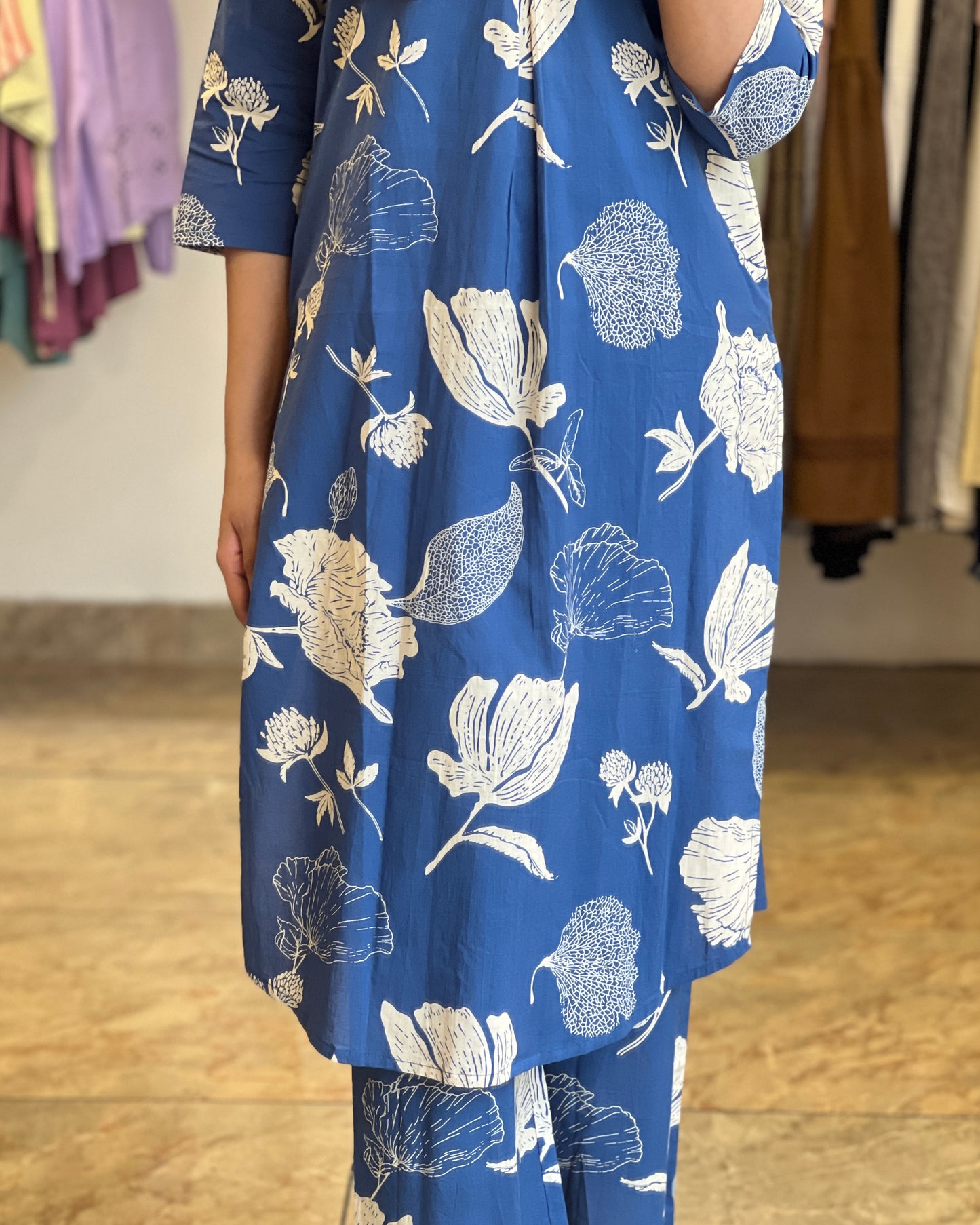 Blue floral print loungewear co-ord set
