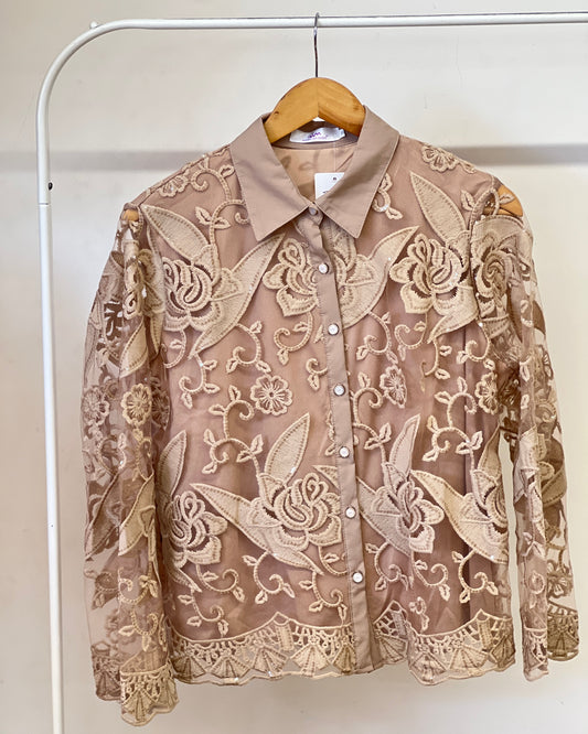 Tela by ash women light brown lace shirt