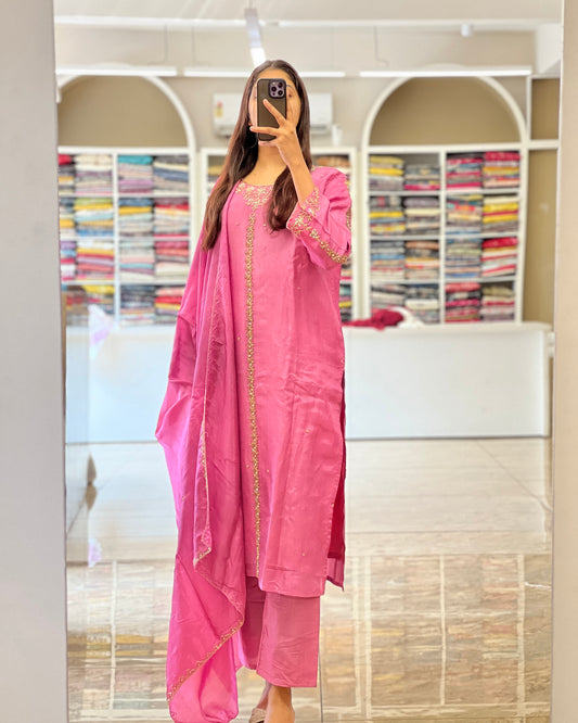 Tela by ash women straight cut upada silk party wear salwar suit