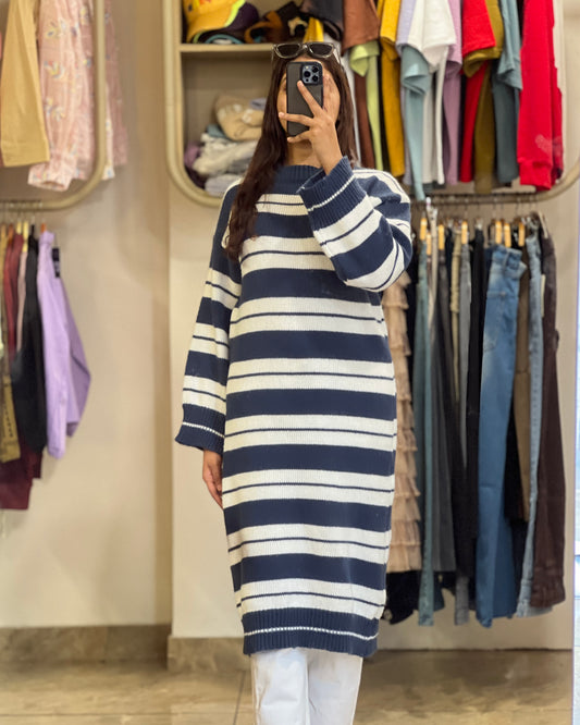 Tela by ash long blue white stripes sweater