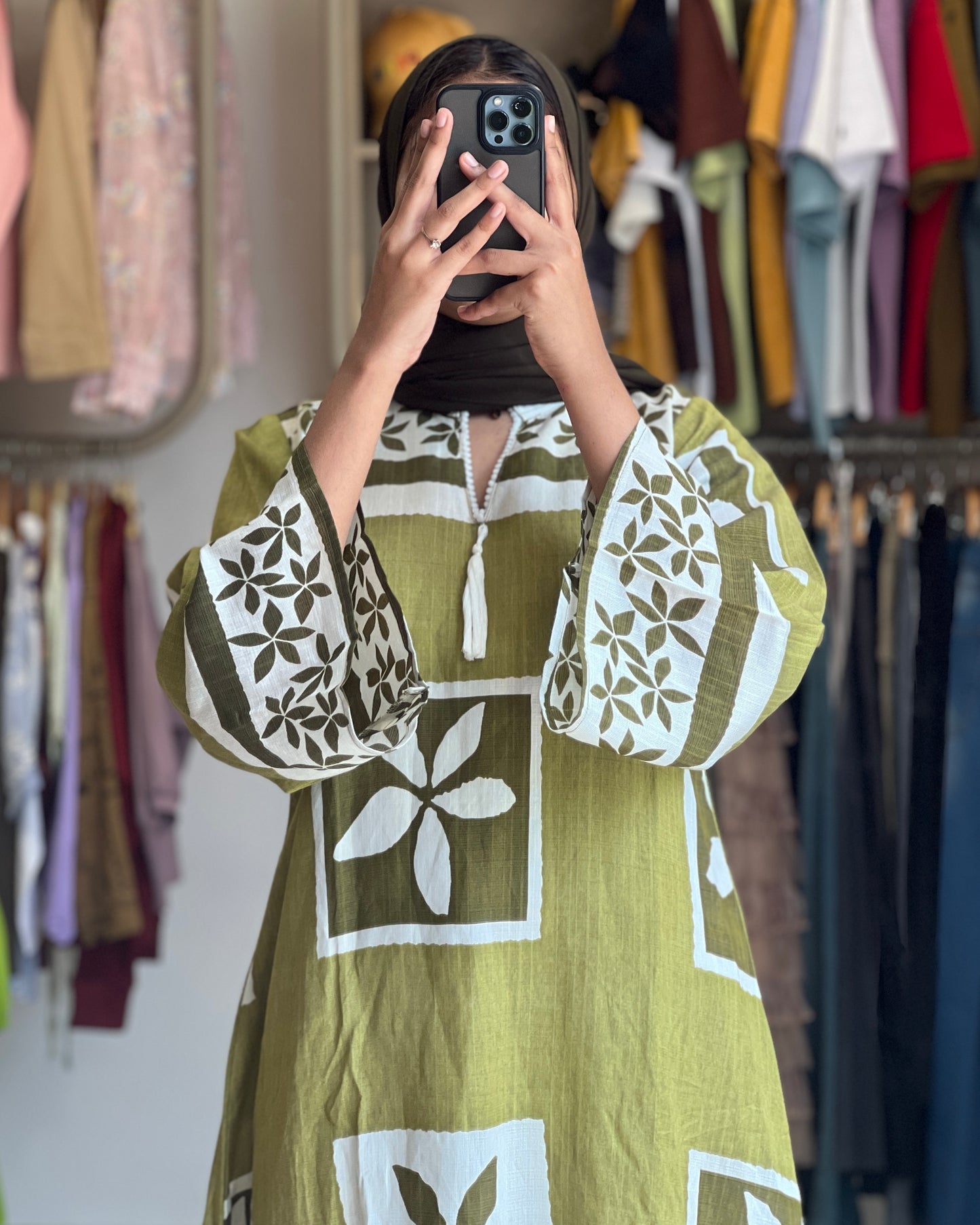 Tela by ash women imported green printed gown