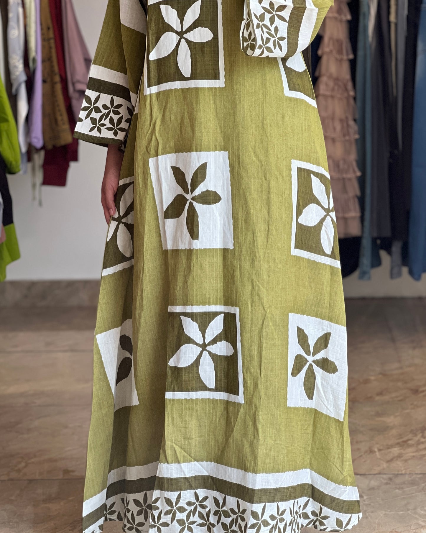 Tela by ash women imported green printed gown