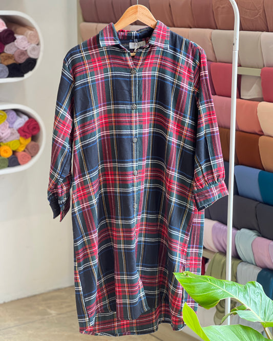 Tela by ash women flannel checked shirt dress