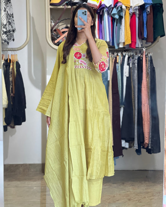 Women cotton salwar with hand embroidery