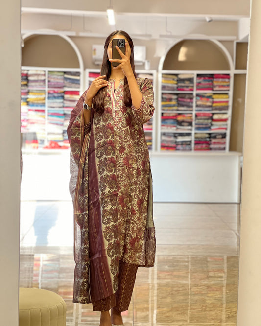 Tela by ash women printed muslin suit set