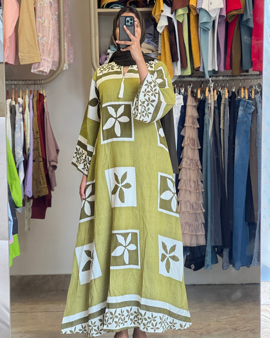 Tela by ash women imported green printed gown