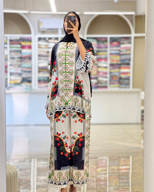 Tela by ash women imported palm print cordset