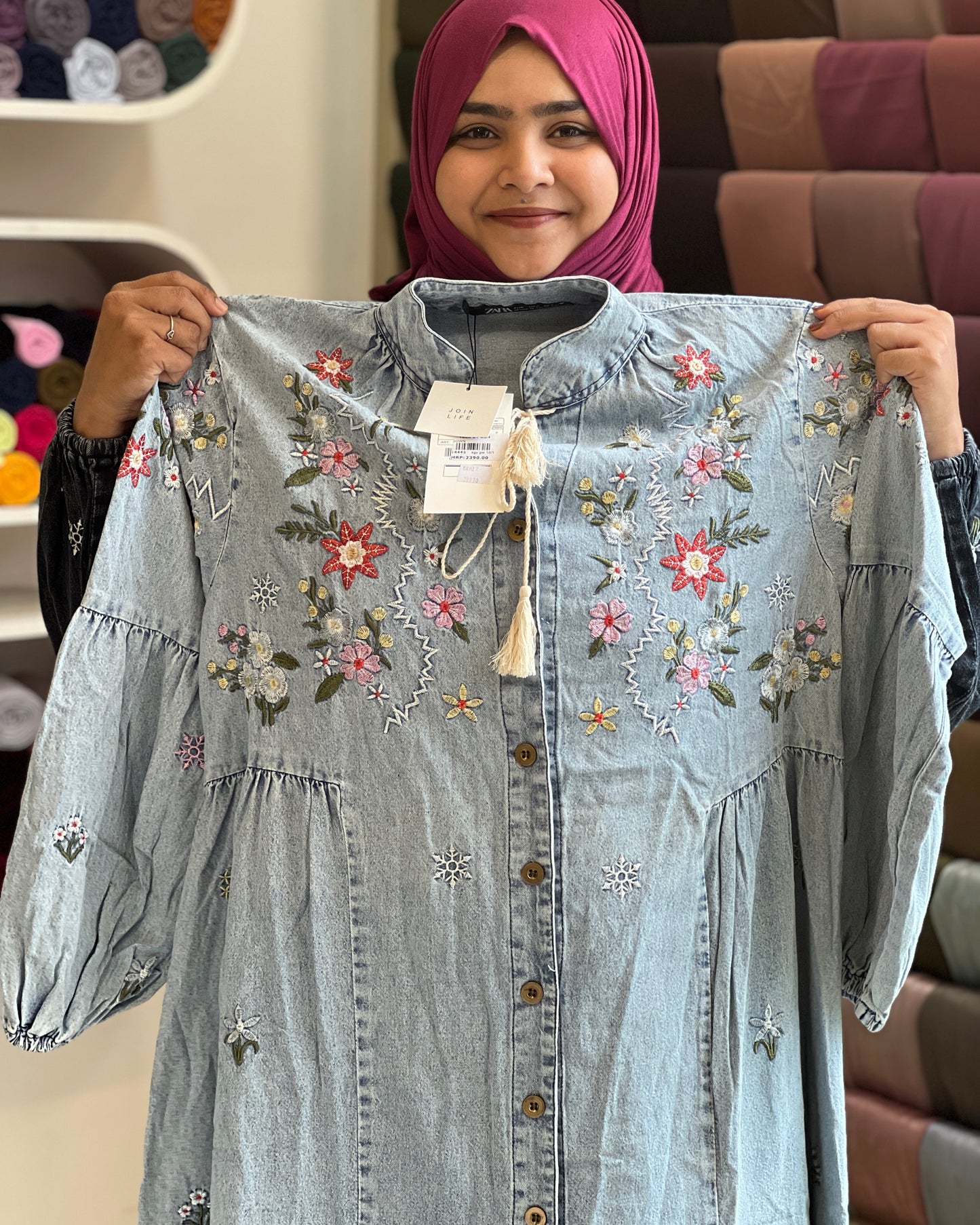 Denim plus size gown