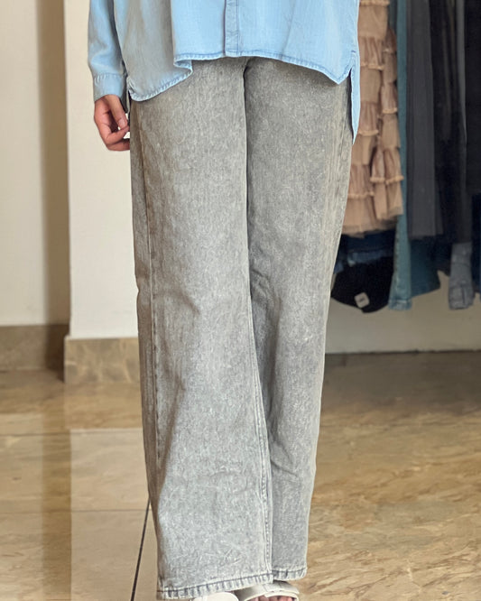 Tela by ash women grey wide leg jean