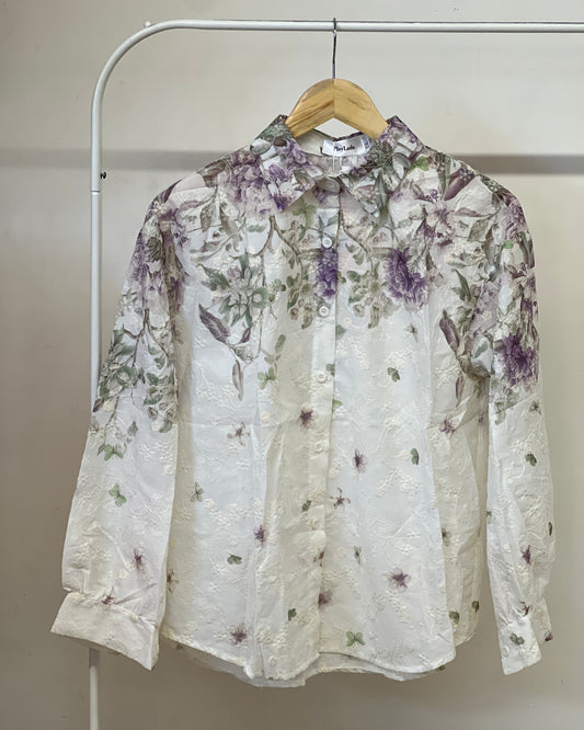 Tela by ash women beautiful purple floral print shirt