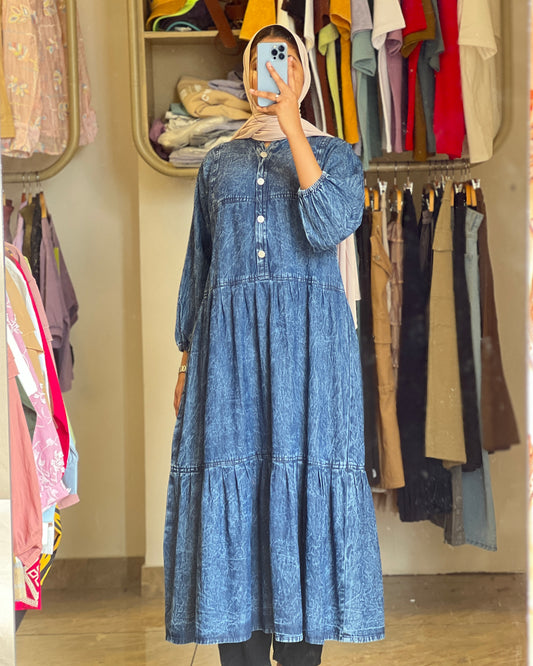Tela by ash women blue denim gown