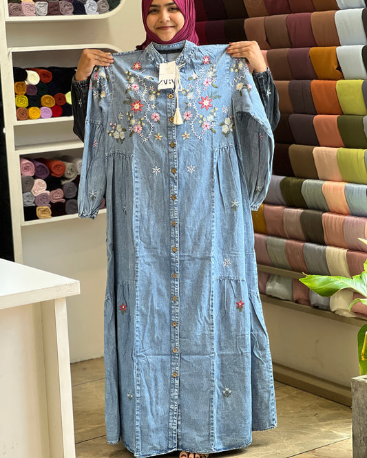 Denim plus size gown