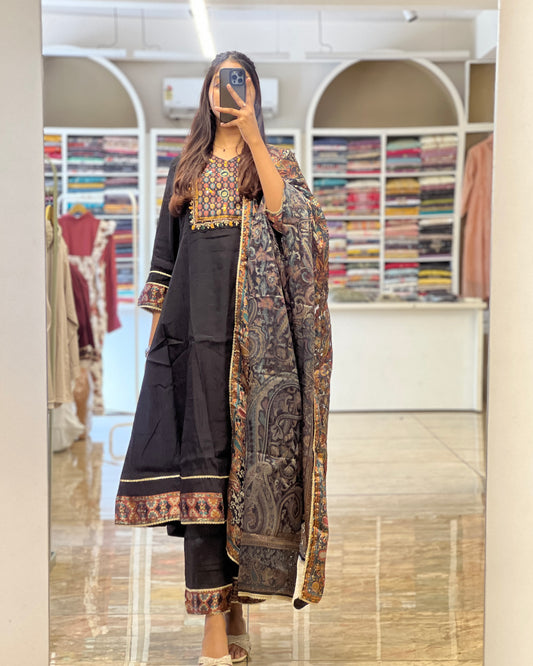 Tela by ash women black Anarkali suit set