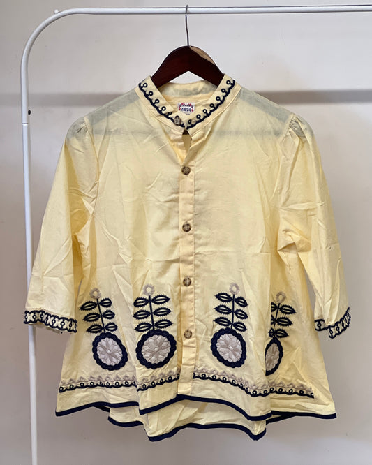Tela by ash women beige embroidered top