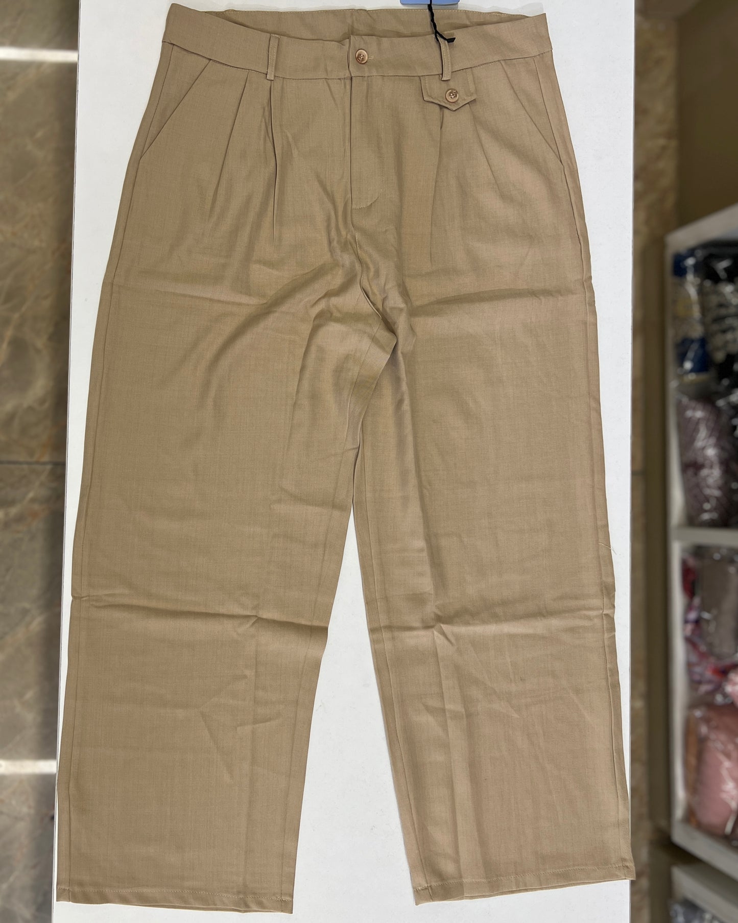 Linen straight fit pants