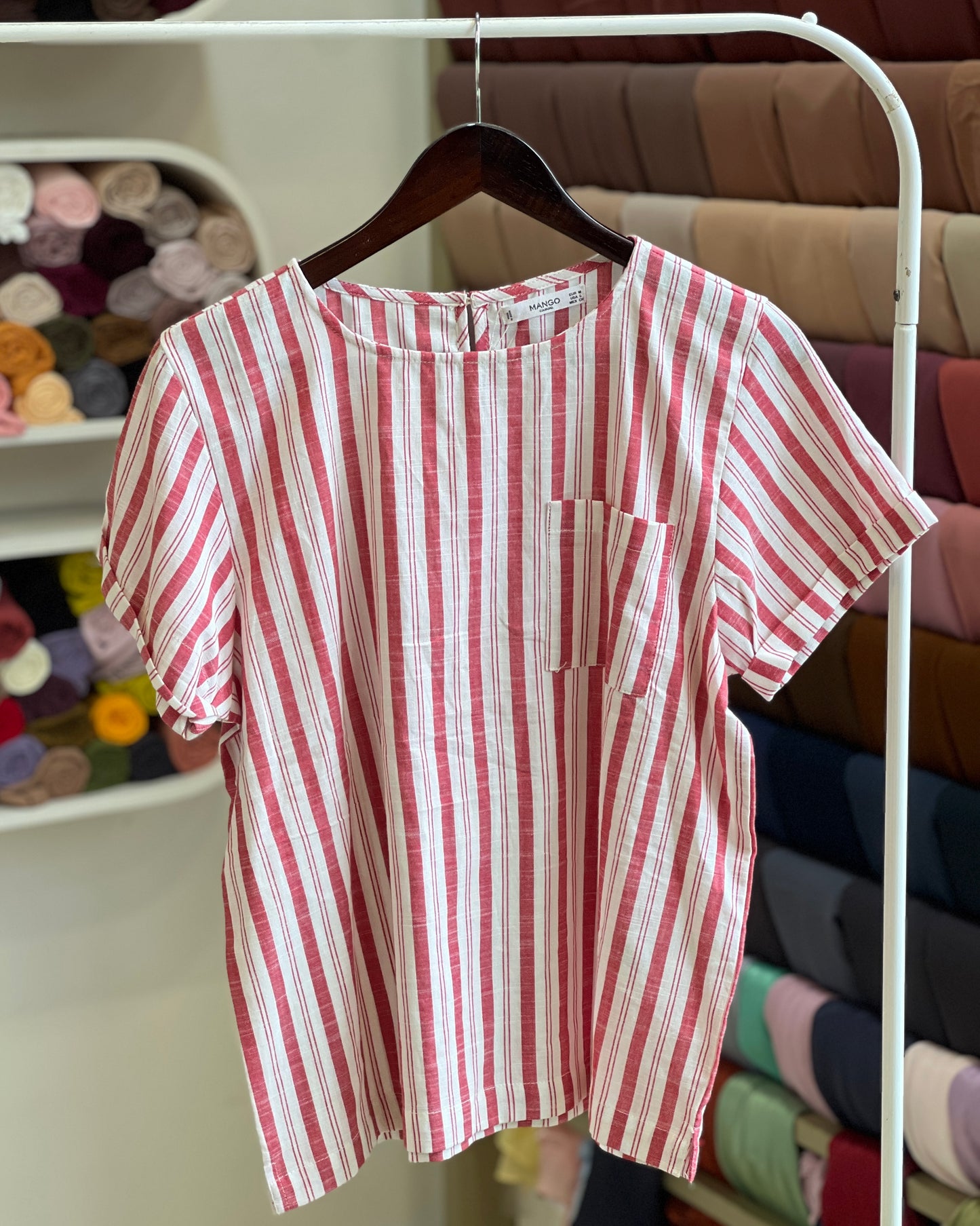 Tela by ash women striped short-sleeved blouse
