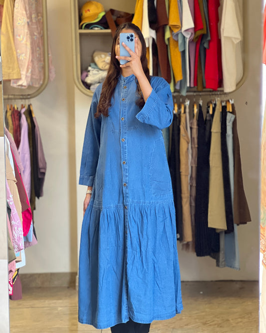 Tela by ash women blue denim gown