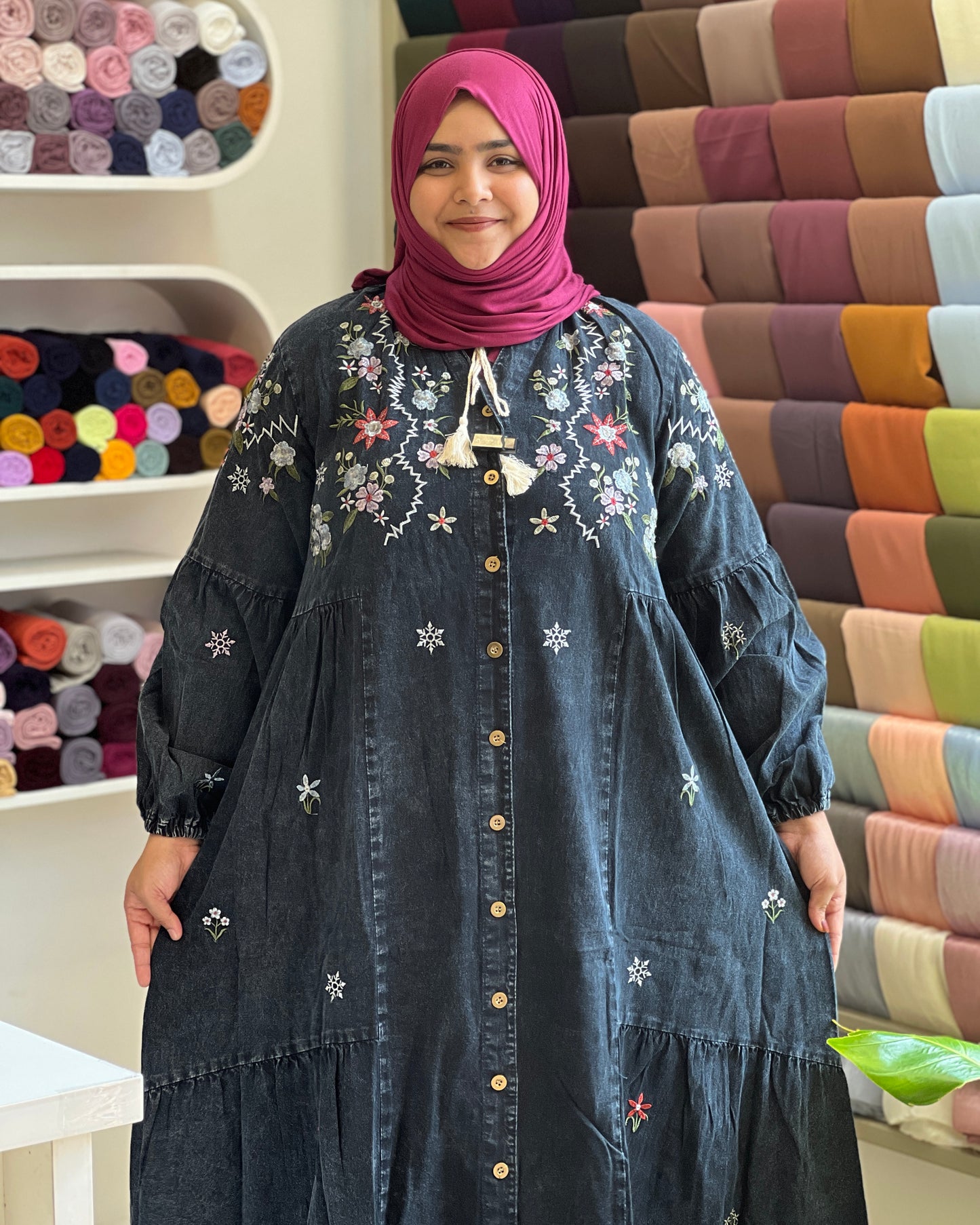 Denim plus size gown