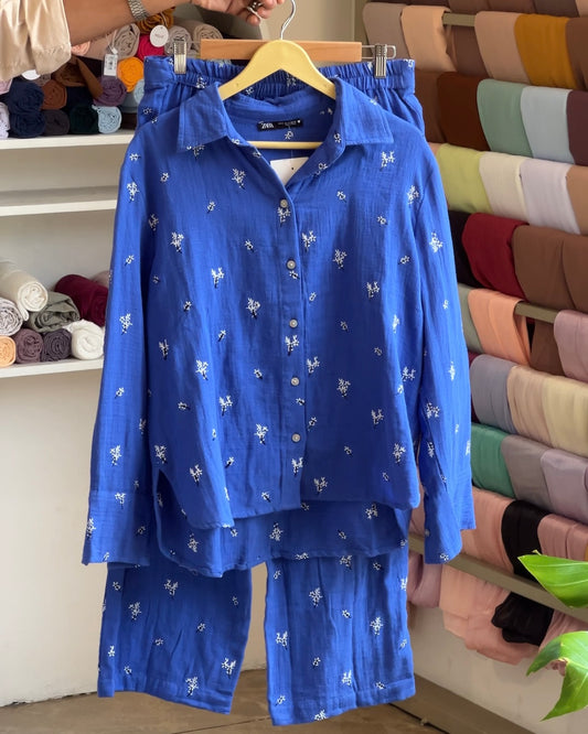 imported blue printed coordset