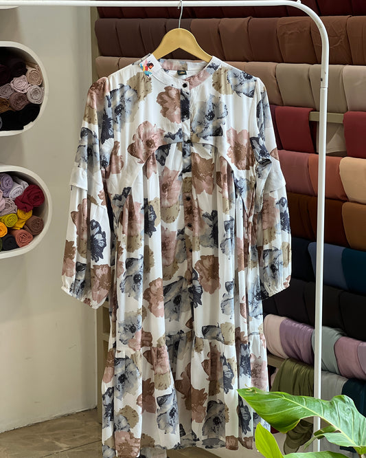 Tela by ash women floral print pleated tunic dress