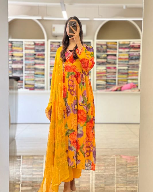 Tela by ash women chiffon Anarkali set