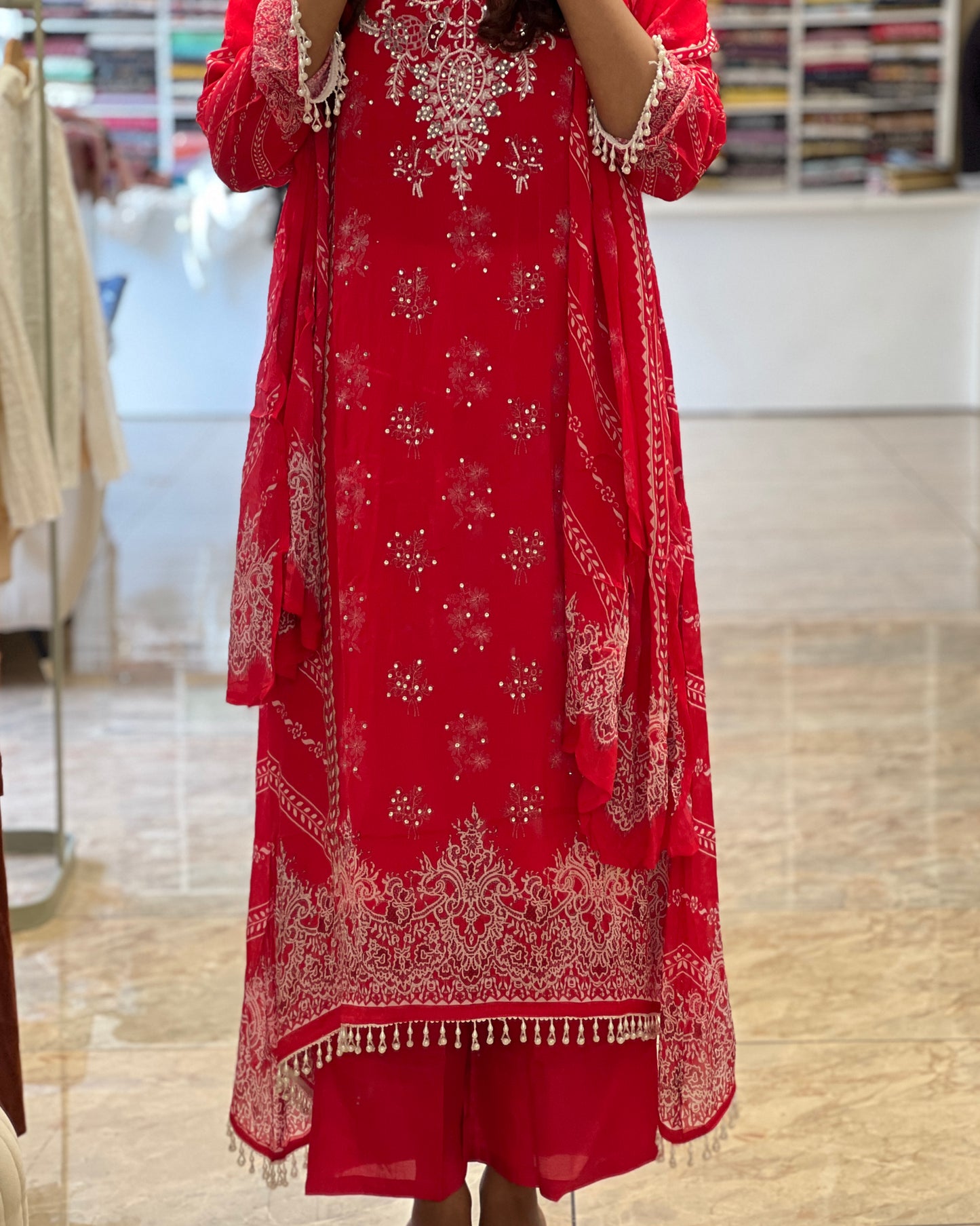 Tela by ash women premium chiffon Partywear wear set