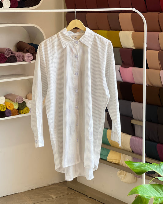White Striped oversized button-down shirt