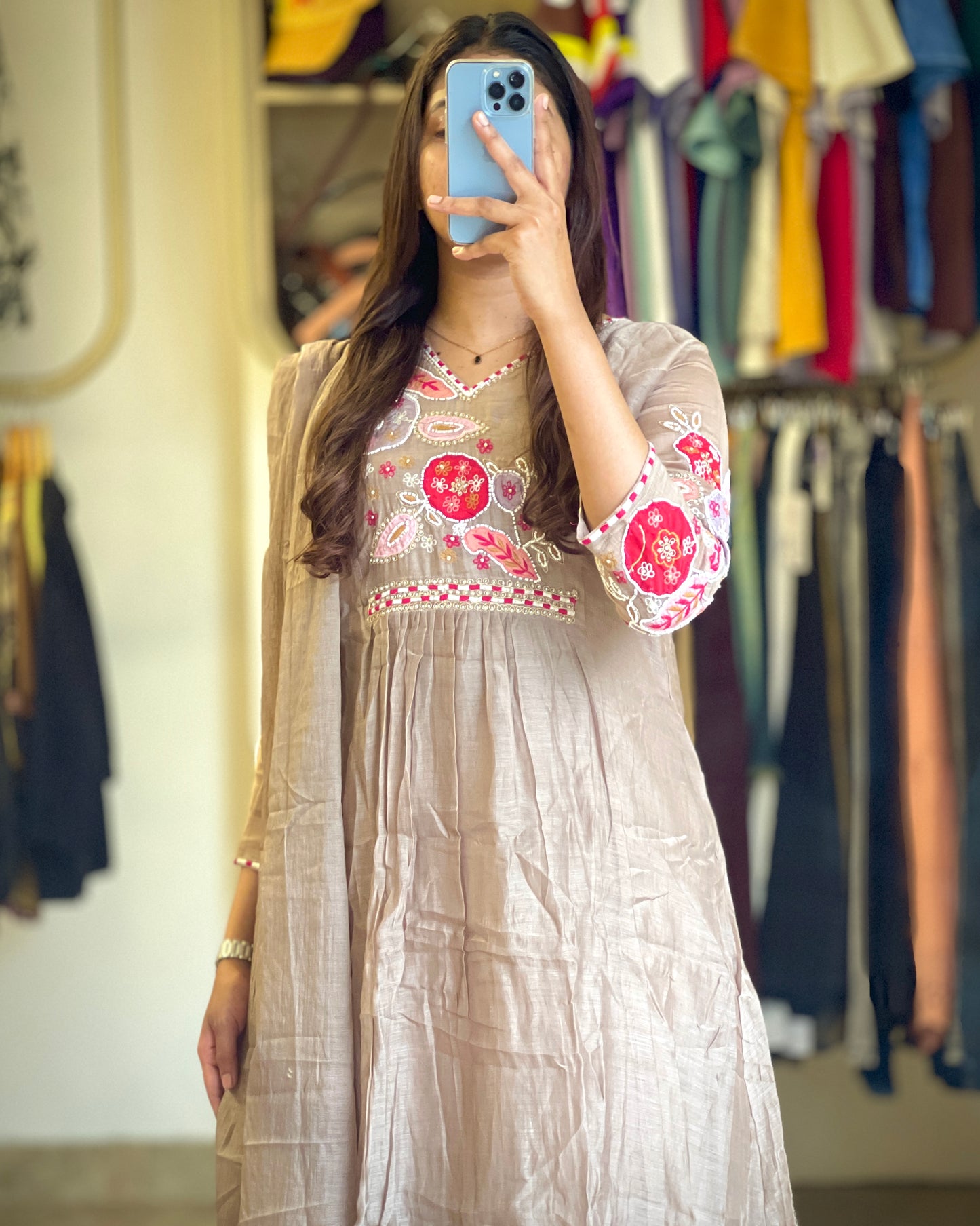 Women cotton salwar with hand embroidery