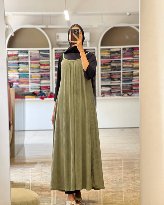Tela by ash women free size pinafore with inner long dress