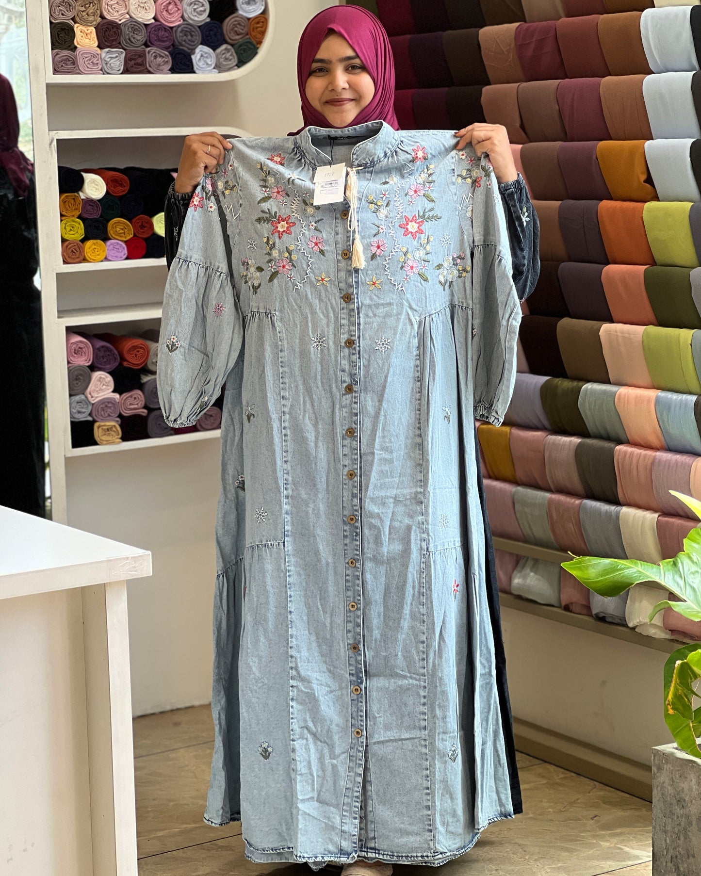 Denim plus size gown