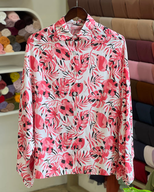 Tela by ash women pink tropical shirt