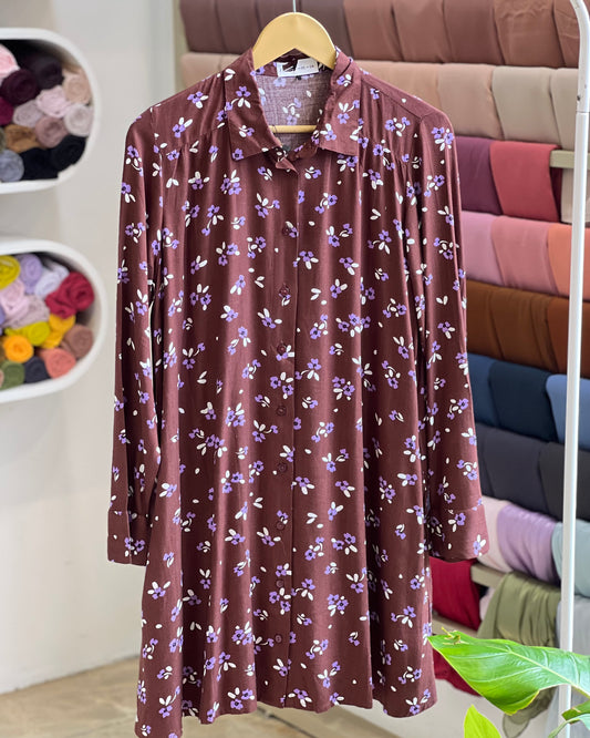 Tela by ash women brown floral tunic dress