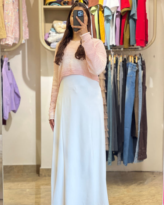 Tela by ash women bodycon long dress with crochet crop top
