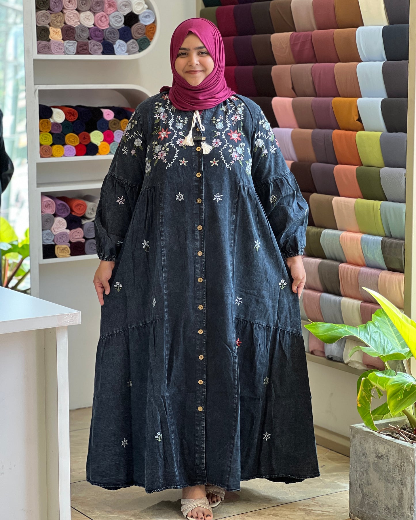 Denim plus size gown