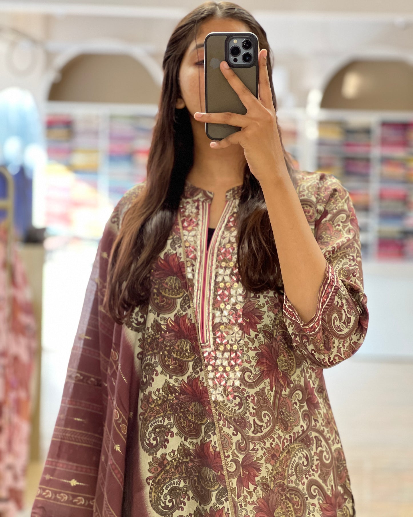 Tela by ash women printed muslin suit set