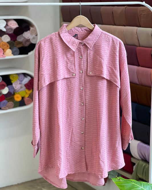 Tela by ash women pink button-up collared shirt