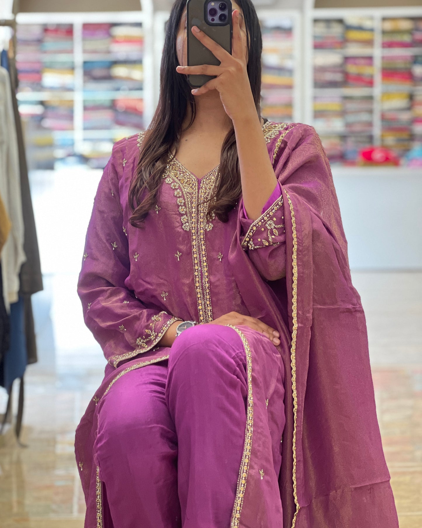 Tela by ash women tissue silk salwar set
