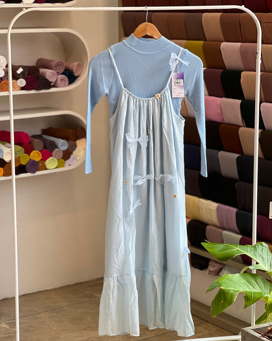 Sky blue Imported pinafore