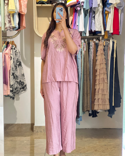 Tela by ash women pink casual co-ord set