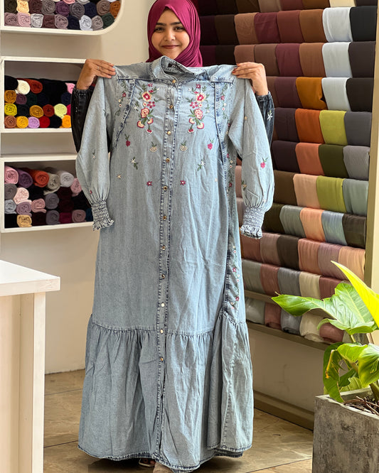 Denim plus size gown