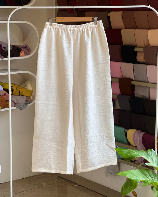 Semi-linen straight fit pant
