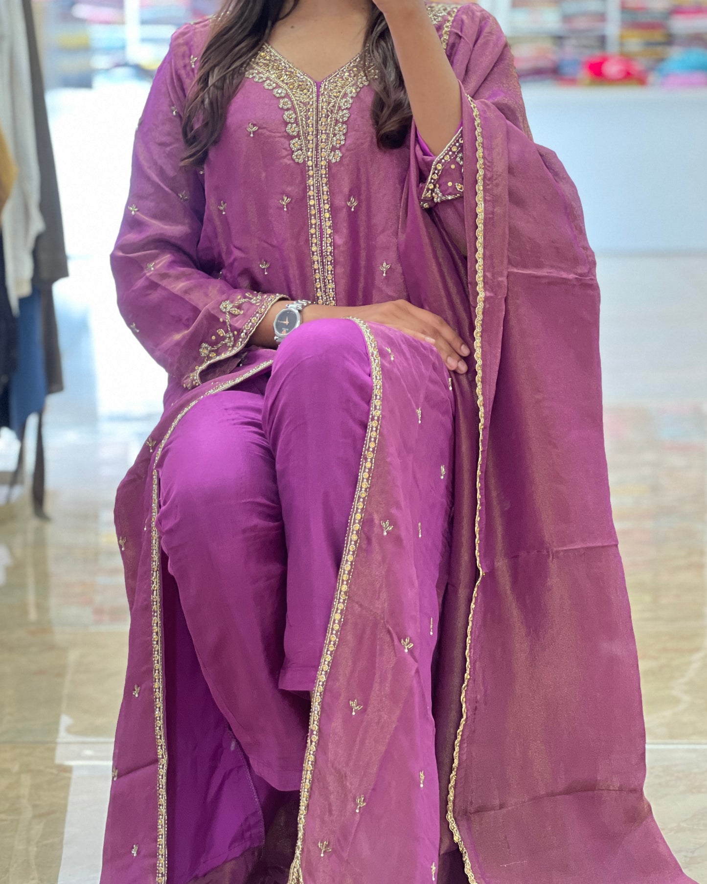 Tela by ash women tissue silk salwar set