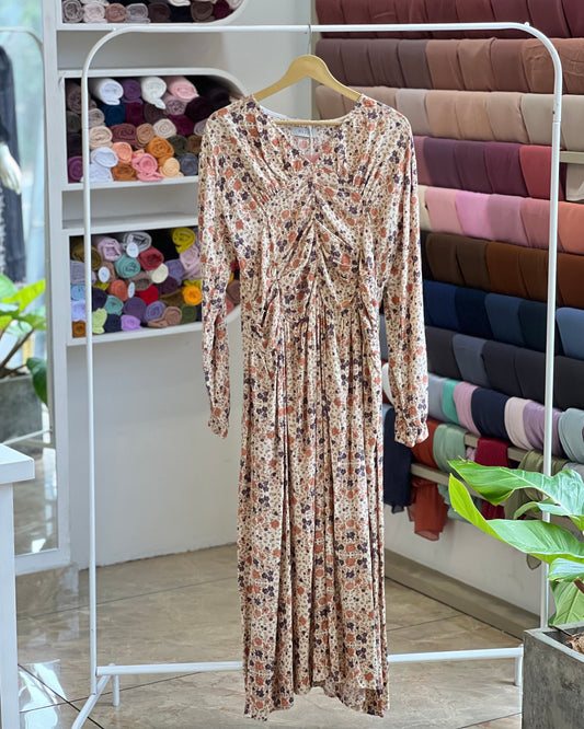 Tela by ash women floral print long sleeve maxi dress