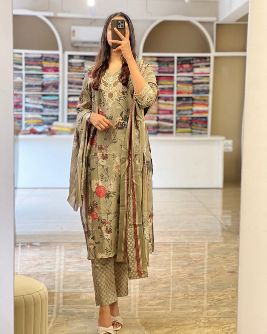 Women Georgette Semi Party Wear Digital Printed Suit Set